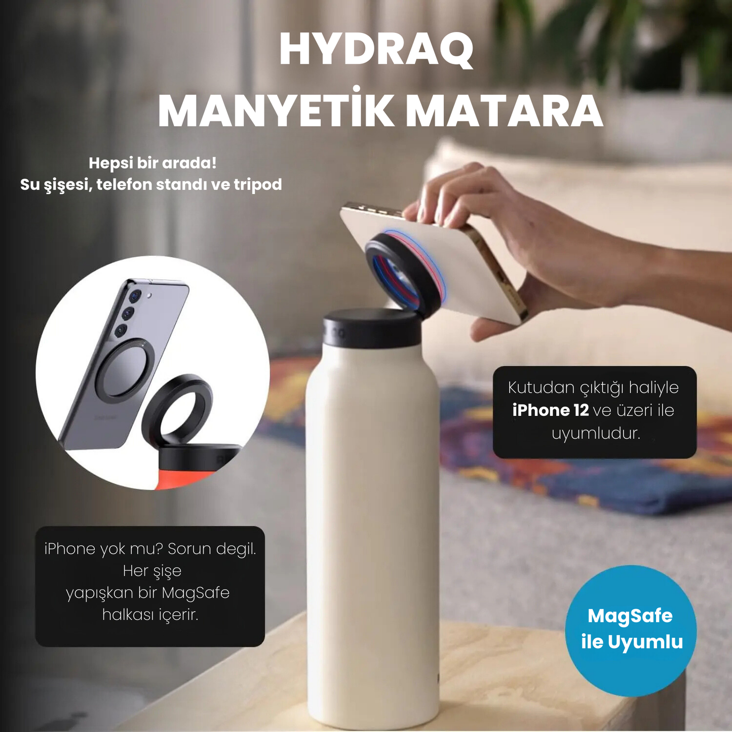 HYDRAQ  MANYETİK MATARA 710ML